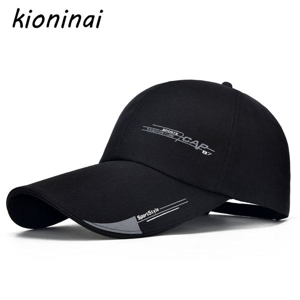 

kioninai 2020 sports cap mens hat for fish outdoor fashion line baseball cap long visor brim shade snapback sun hat bone gorras, Blue;gray