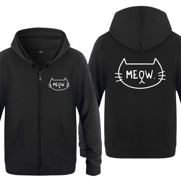 

meow cat cute cartoon hoodies men 2018 men's fleece zipper cardigans hooded sweatshirts