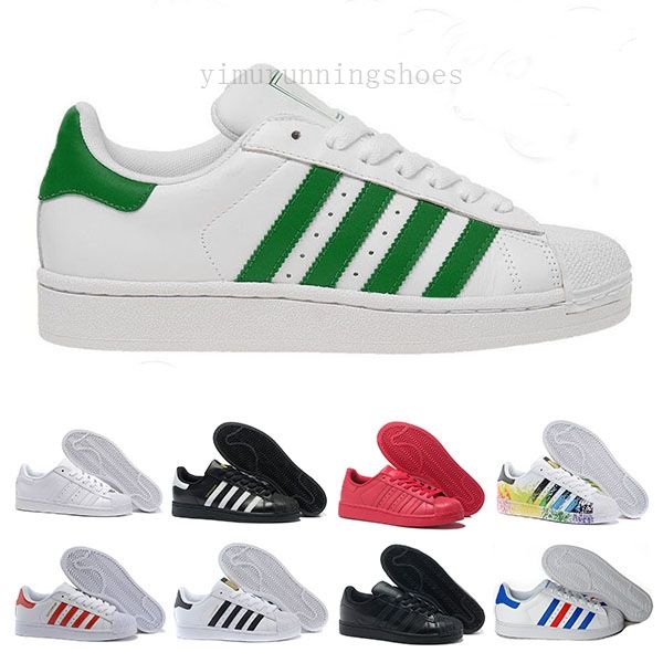 

2019 дешевых женщины superstar белой голограмма радужные младшего pride кроссовки super star men casual кожаных ботинки 36-44 kgf96, Black;brown