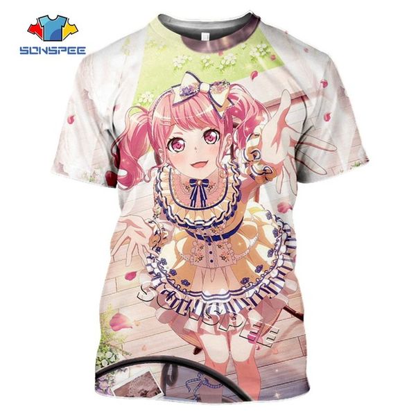 

anime cute girl bang dream summer 3d print shirts funny kawaii anime men clothing