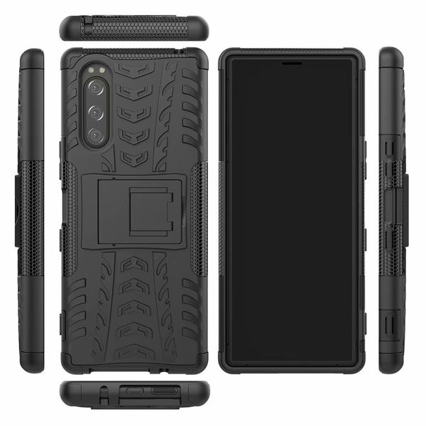 

2 in 1 comb armor kickstand hybrid impact resistant removable tire armor hard skin cases case for sony xperia 5 20 8