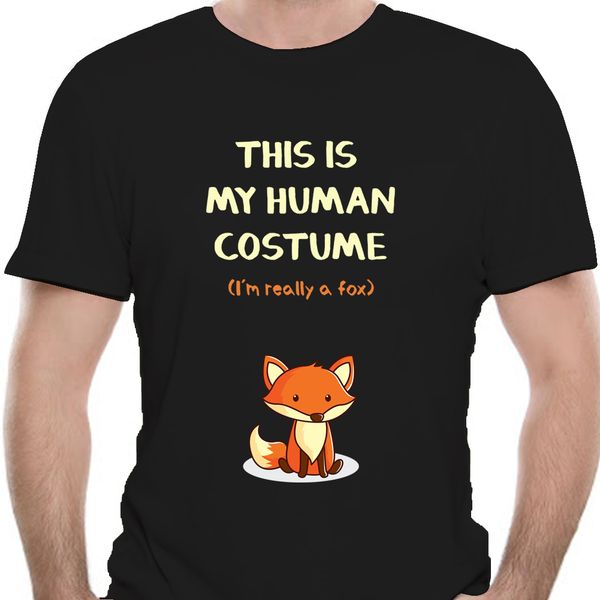 

men funny t shirt women cool tshirt this is my human costume i'm really a fox - funny t-shirt 0140j