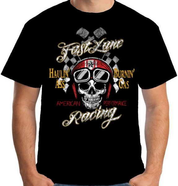 

2019 горячие продажи 100% хлопок mens премиум fast lane racer t-shirt hot rat rod skull driver w17061 tee shirt
