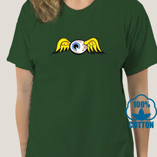 

3627a flying eyeball auto racing drag race rat rod black or white t-shirt funny design tee shirt