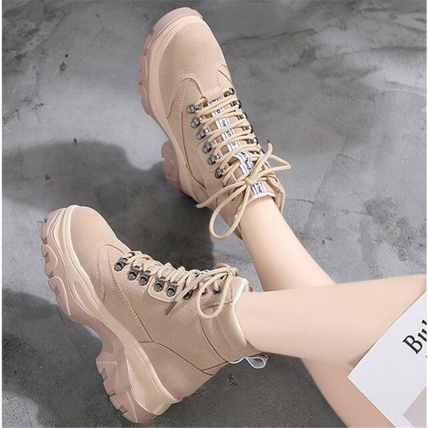 

agutzm 2019 осень зима увеличение лодыжки обувь женщины плюс бархат снег тепло вокруг головы повседневный мартин сапоги y876 y200915, Black