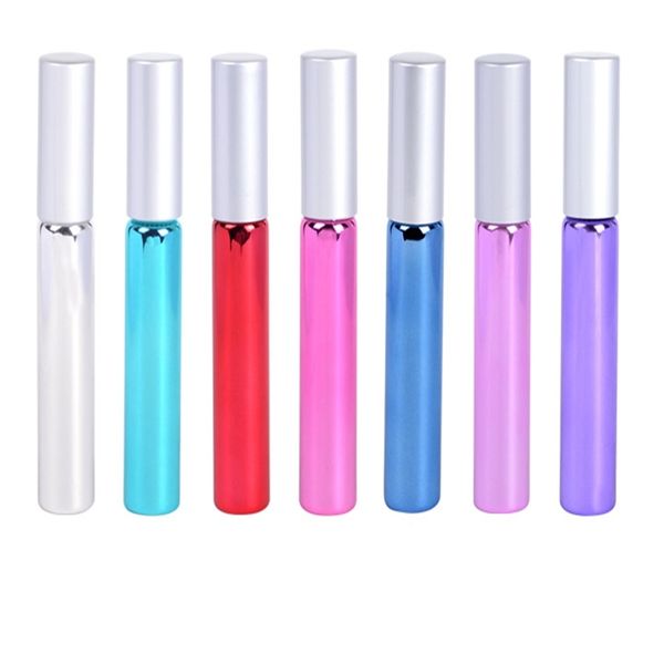 

100pcs/lot 10ml uv glass oil bottle colorful empty glass essential oil bottles vials sample roller container