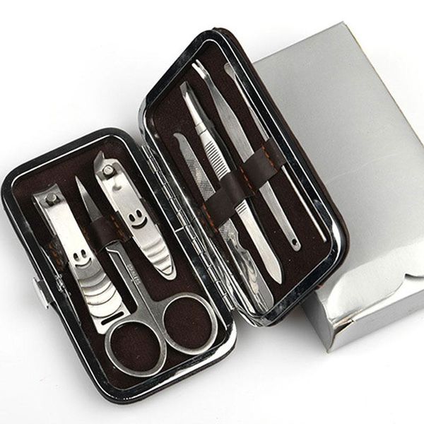 

7pcs manicure set pedicure scissor tweezer knife ear pick utility nail clipper kit ,stainless steel nail care household cleaning tools