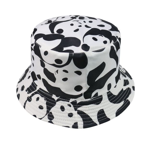 

4pcs/lot panda pattern bucket hat anti uv sun hats fashionable cute cat fishing caps worn in both sides for travel camping, Blue;gray