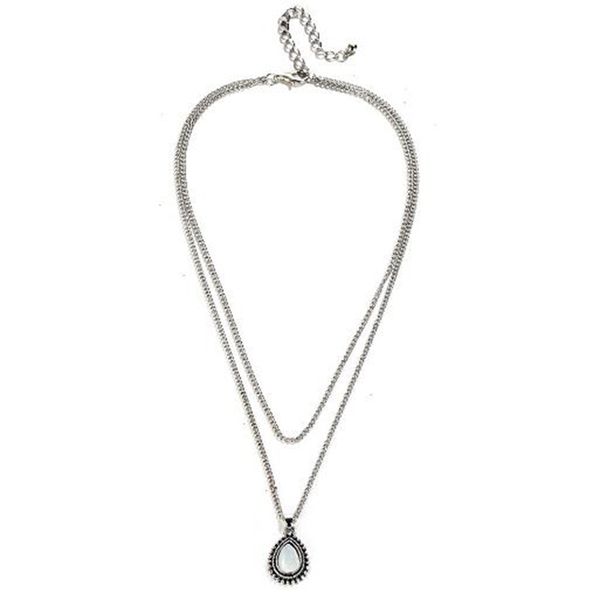 

chokers alloy opal water drop multilayer pendant choker necklace for women chain on the neck chains kpop jewelry 2021 aesthetic xl10419, Golden;silver