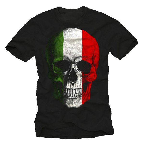 

italian flag mens t-shirt skull gothic black s-xxxl