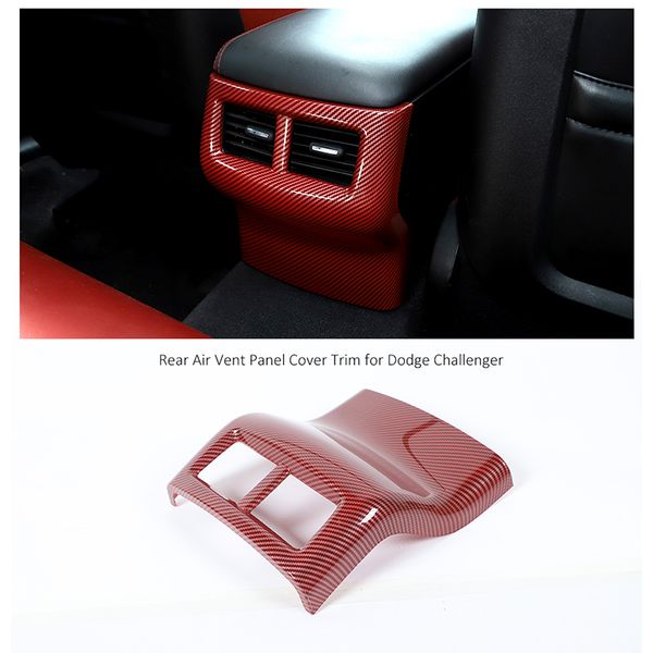 

abs car rear exhaust air vent panel trim for dodge challenger 15 years + red carbon fiber