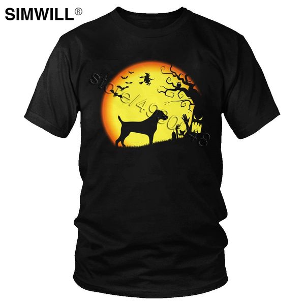 

brand jack russell terrier t-shirt men trendy short sleeves cotton t shirt round neck dog moon print leisure tees gift idea