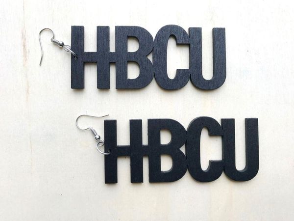 

black hbcu wooden drop earrings , laser cut wooden jewelry, Silver
