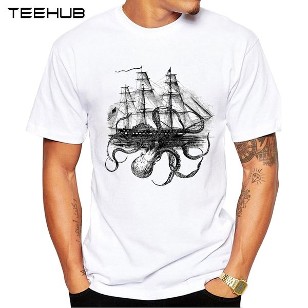 

teehub men's new fashion ocs ship design short sleeve t-shirt cool printed hipster tee shirts