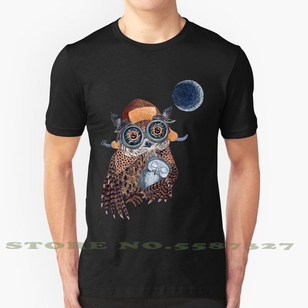 

owl mother cool design trendy t-shirt tee baby owlet owl mother owl tree night navy blue forest moon orange mountains pyramid