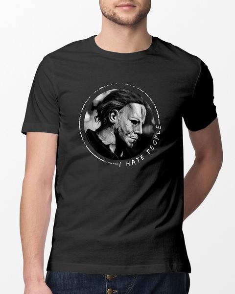 

2019 fashion men t shirt michael myers i hate people shirt 100% cotton