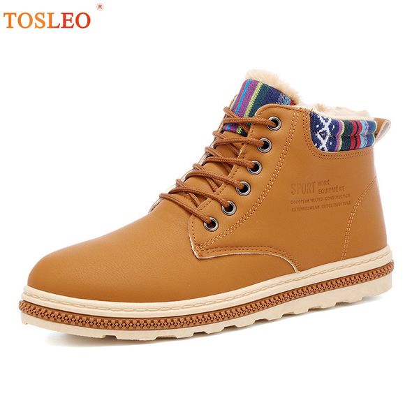 

boots 39-44 men fur plush warm winter shoes 2021, Black