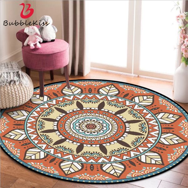 

carpets round for living room ethnic style orange floral pattern non-slip carpet bedroom rugs children rooms