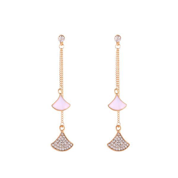 

luxury scallop earrings micro inlaid scallop shape long tassel earrings fashion jewelry women gifts, Golden;silver