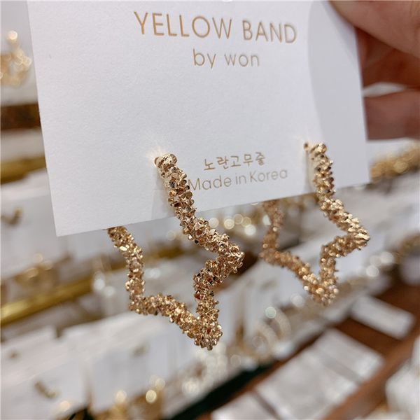 

hoop & huggie fashion star heart-shaped earrings gold alloy s925 needle earring woman girl jewelry holiday gift, Golden;silver