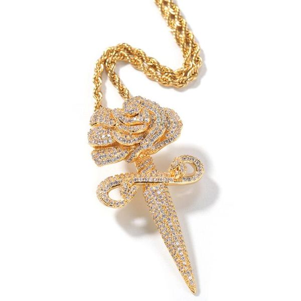 

rose gold necklace hip hop sword zircon fashion romantic couple pendant necklace, Silver