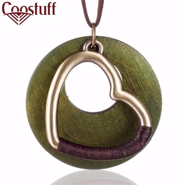 

2020 vintage choker woman necklace wholesale fashion jewelry wooden heart pendant long necklace for women collares mujer kolye, Silver