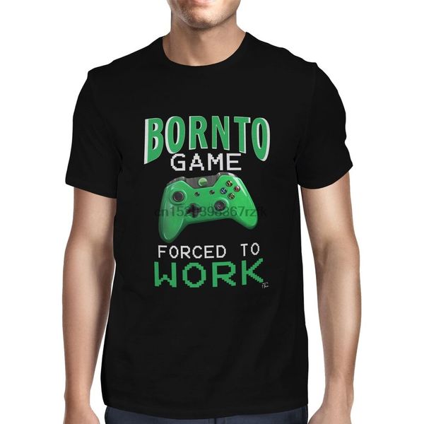 

mens born to game forced to go to work gaming t-shirt