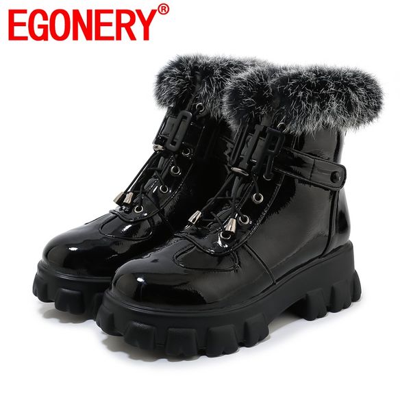 

egonery прохладного женщина ботильоны зима езда сапоги белых черный снег весна осень на высоких каблуках женской обуви груза падение, Black