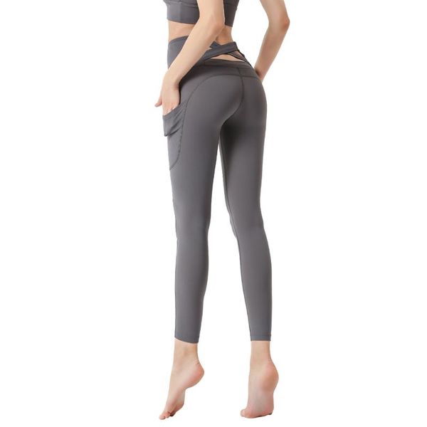 

fitness leggings high waist push up cross nylon cozy solid pocket jogging woman sport tights gym femme yoga pants female, White;red