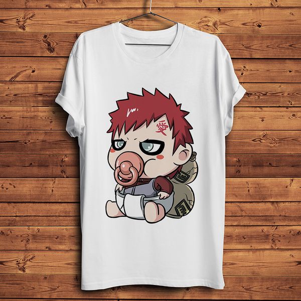 

funny cute baby style gaara anime t shirt men new white casual tshirt short sleeve streetwear naruto manga tee