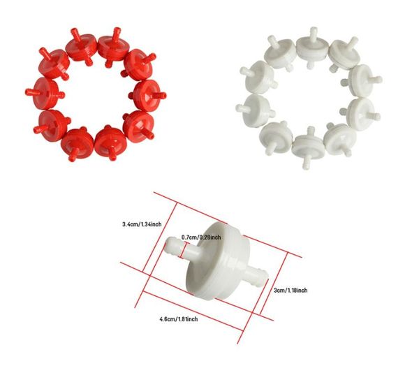 

10pcs gas oil fuel filter universal for motorcycle dirtbike atv moped scooters go kart red/white