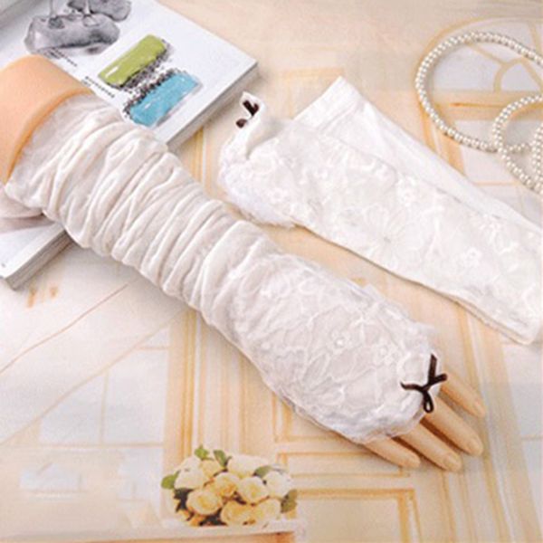 

women wrist long gloves hand protector cover arm sleeves silk sunscreen sleeves gloves mittens, Blue;gray