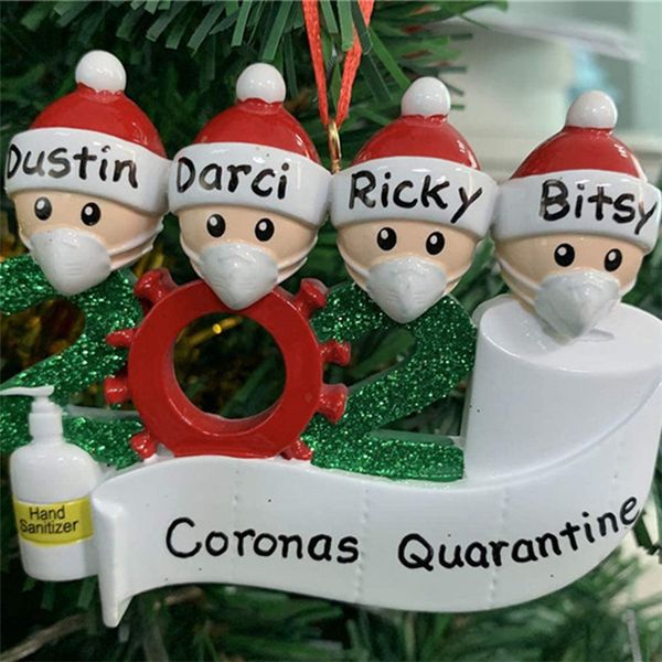 

2020 quarantine christmas ornament decoration diy name family of 2 3 4 5 6 7 resin christmas decors pandemic social distancing