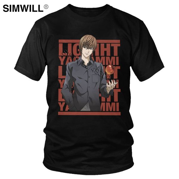

manga light yagami t shirt for men 100% cotton handsome t-shirt round neck short sleeved death note anime tee loose fit clothing