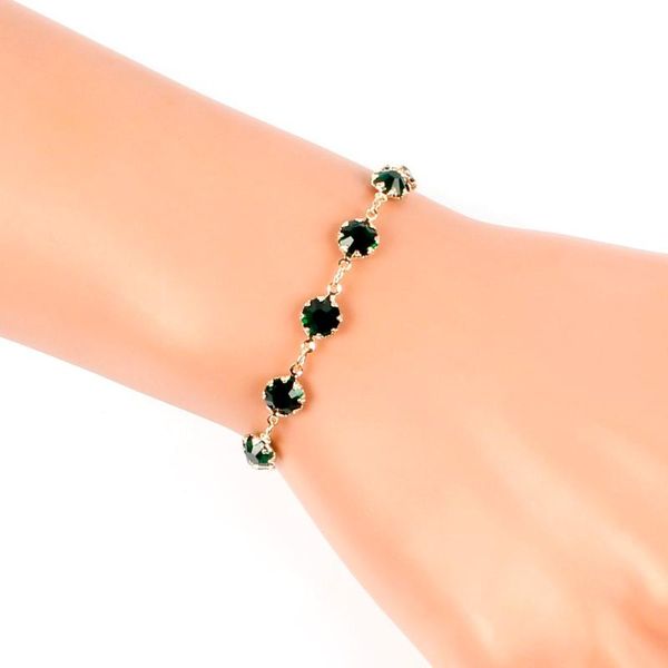 

2020 fashion jewelry green zircon bracelet handmade chain charm bracelets hand accessories bracelets for women, Black