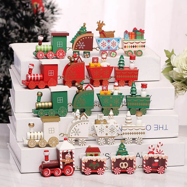 

christmas wooden train decorations gift christmas wooden little train children's kindergarten christmas holiday presents window display