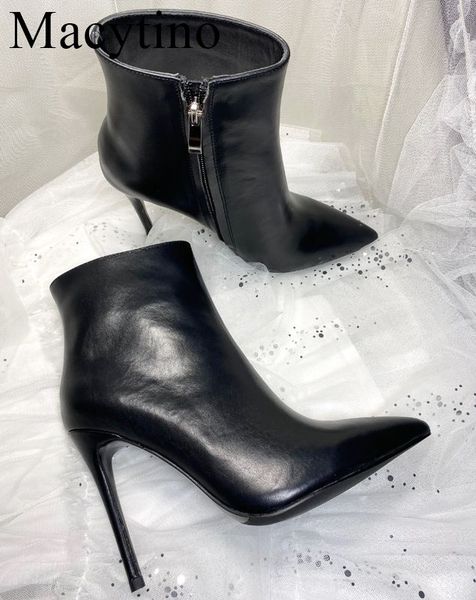

new women ankle boots women pointed toe high heels boots stiletto pumps yellow suede bootie woman black winter