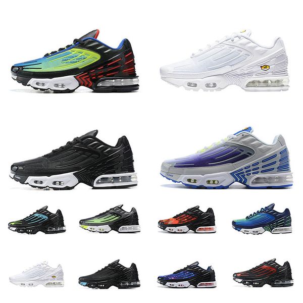 

tn 3 plus iii tuned men women running shoes trainers chaussures black white spider hyper violet parachute pack purple nebula sports sneakers