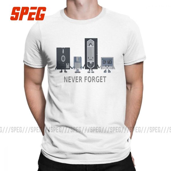 

never forget man t shirts vintage cotton short sleeve tees o neck cassette video tape floppy disc disk 90s 80s 70s t-shirt