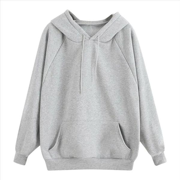 

hoodies women thick loose sweatshirt 10 colors harajuku solid color hooded pocket long sleeve pullover sweatshirt dropship d5, Black