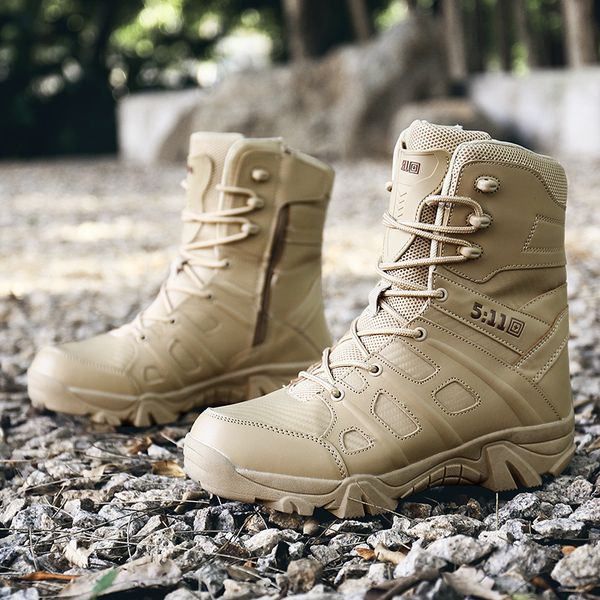 

new men tactical boots winter leather waterproof desert combat army work shoes ankle plus size 39-47, Black