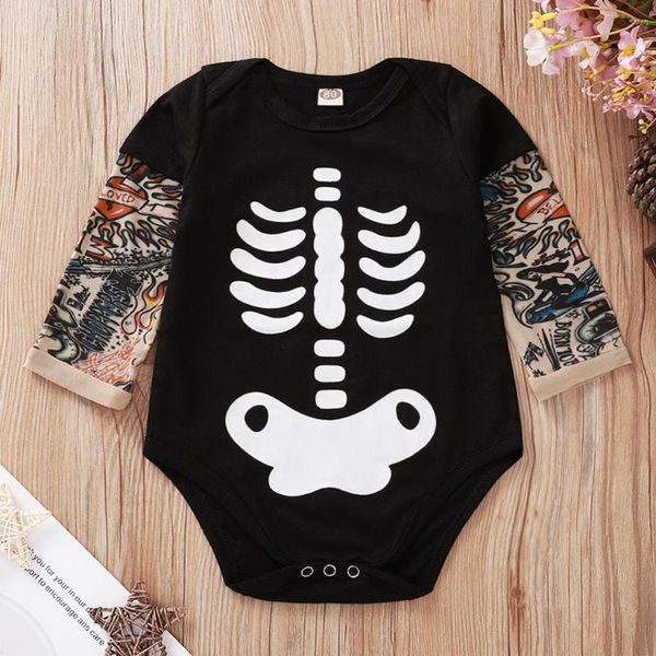 

toddler kids baby boys girls scary funny bone print romper halloween cosplay costumes kids cartoon print romper baby boy clothes, Blue