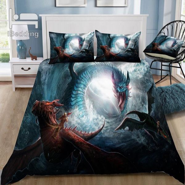 

classic dragon 3d bedding set printed duvet cover set twin full  king size dropshipping