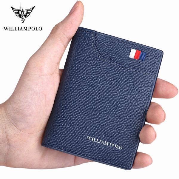 

williampolo genuine leather small card holder men's short ultra-thin credit card multi-card mini cowhide coin men slim wallet c0922, Red;black