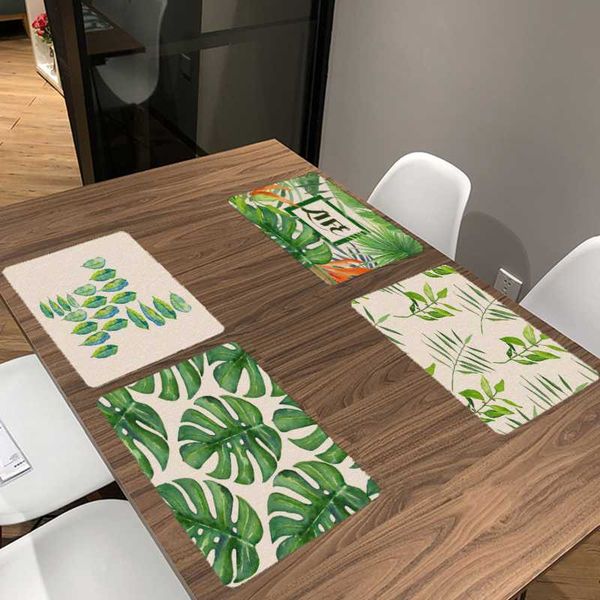 

dropshipping suppliers simple print lotus leaf leaves green letters cover napkins napkin coffee table decoration western pad
