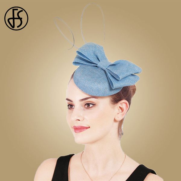 

fs lady bowknot свадьба hat чародей баз элегантных женщины дамские аксессуары для волос оголовье белья шапки fedora, Blue;gray