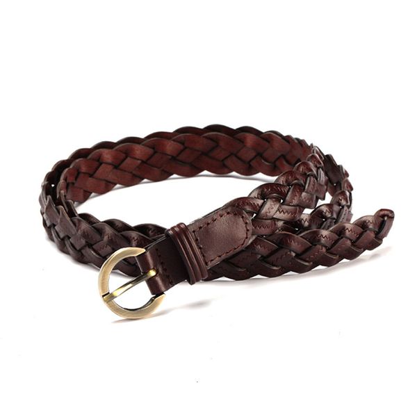 

100% cowhide weave belt for women braid belt fashion for dress ladies female womens pu pin buckle, Black;brown