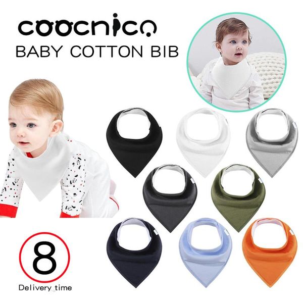 

8pcs baby dribble bibs triangle double layers soft natural cotton drool teething chest protection bust infant feeding toddler, Slivery;white