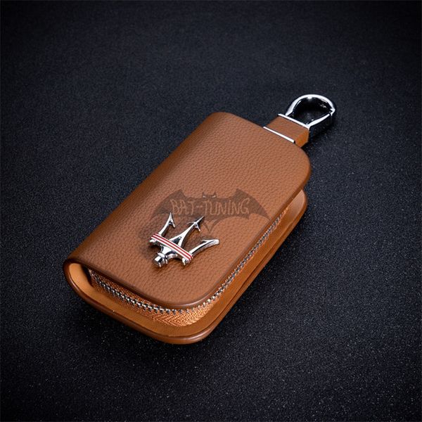 

1x layer leather key case for maserati quattroporte ghibli levante gt keyfob car keychain key protect bag men`s gift, Silver
