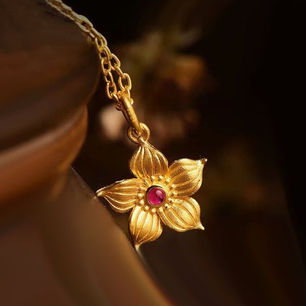 

pendant necklaces selling vietnam placer gold imitation fashion flower copper gold-plated jewelry necklace, Silver